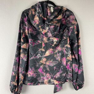 Tia Cibani Amethyst Satin Top Blouse Womens 4 Abstract Lagenlook Colorful NWT